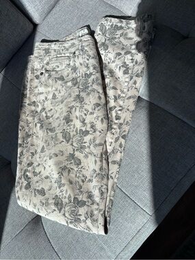 Parasuco Grey Floral Low‑Rise Pants (Early 2000s)
